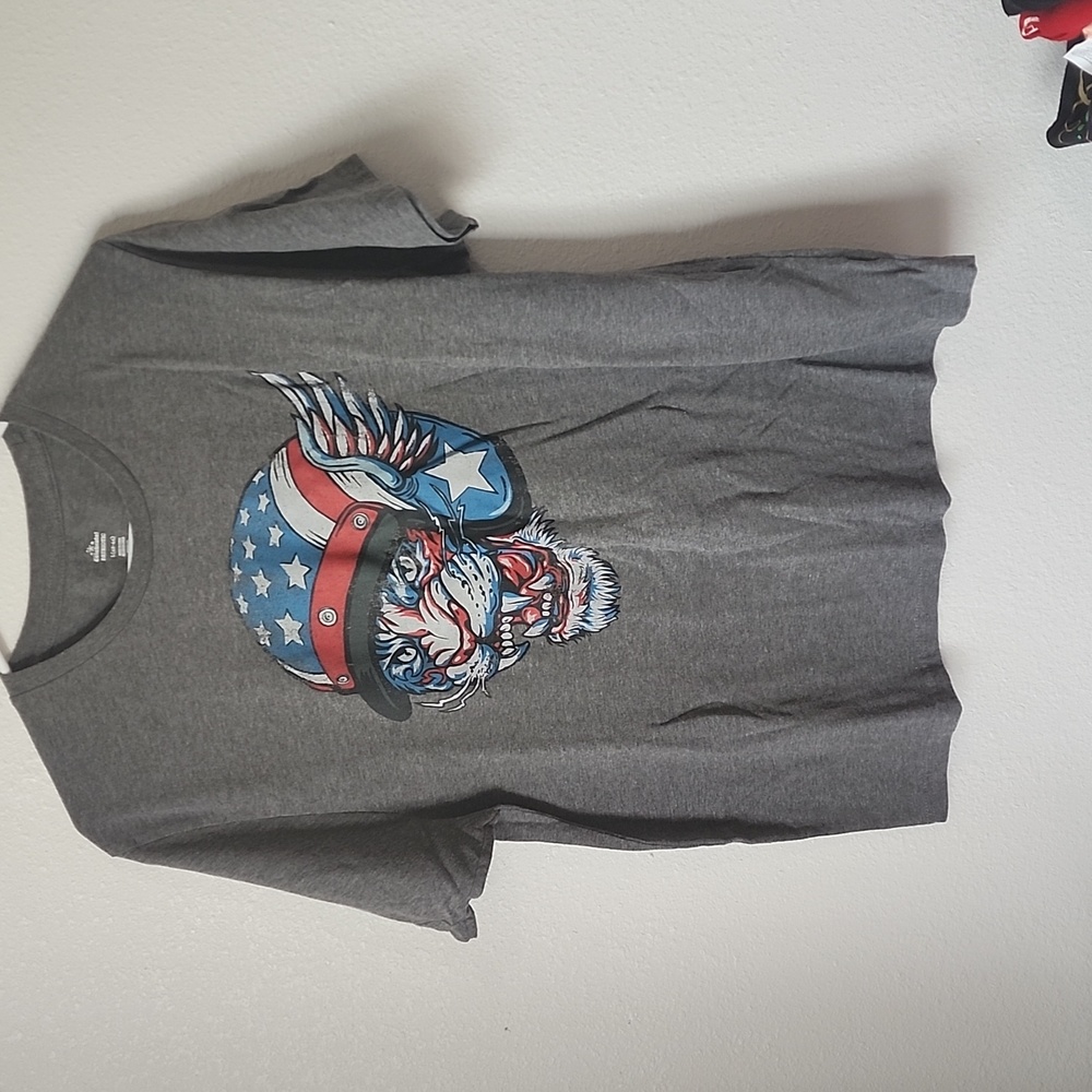 Motorcycle cat shirt (red,white & blue) Size L